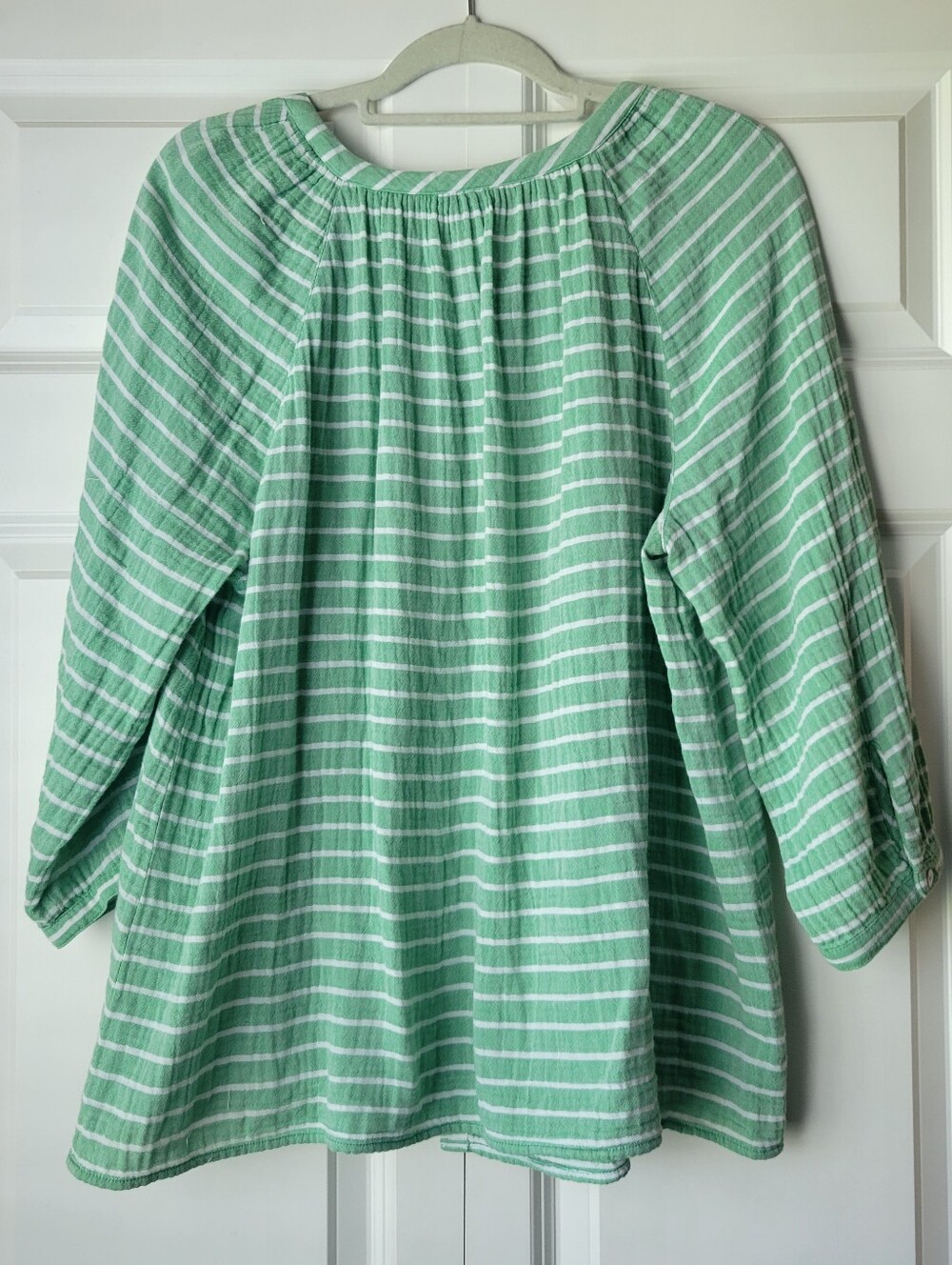 J. Jill Womens Size XL 100% Cotton Striped Button Up Seaglass/Mint Green - Picture 8 of 8